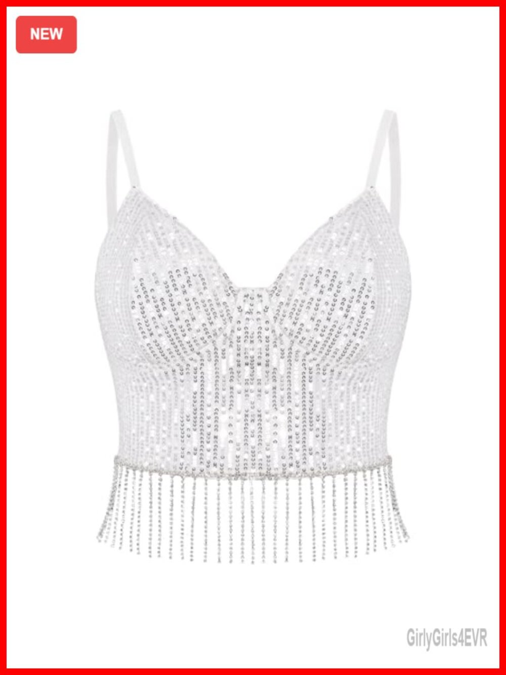Sexy Sequins Crop Top Spaghetti Strap Sleeveless V-Neck Party Top